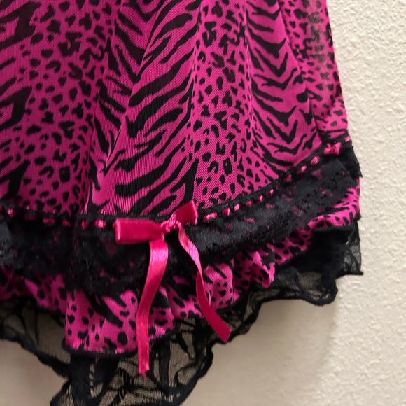 Babydoll lingerie dress pink and black cheetah print - Picture 3 of 6